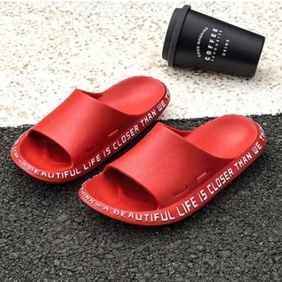 Unisex Summer Slippers Beach Slide Sandals Flip Flops Words Soft Sole 🌴 - Picture 2 of 8